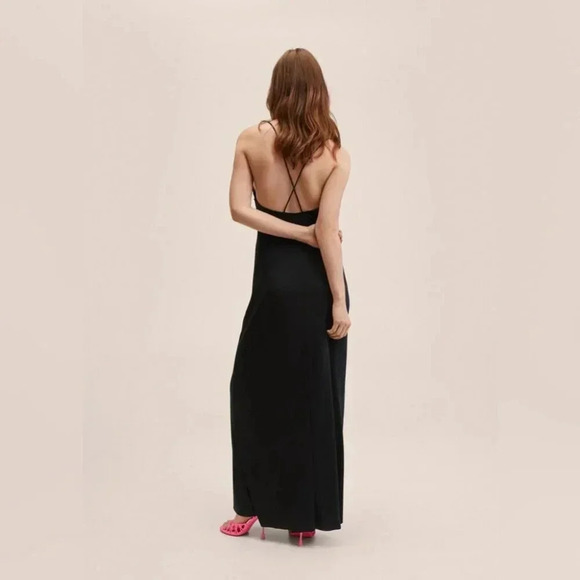 Mango Black Ruched Detail Dress NWT - Picture 4 of 12